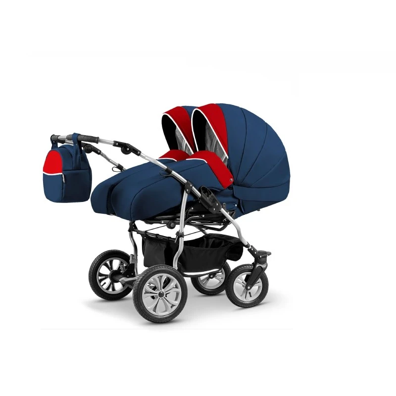 Количка за близнаци Mikado, Duet Lux, 2в1, 15 Синьо/Червено